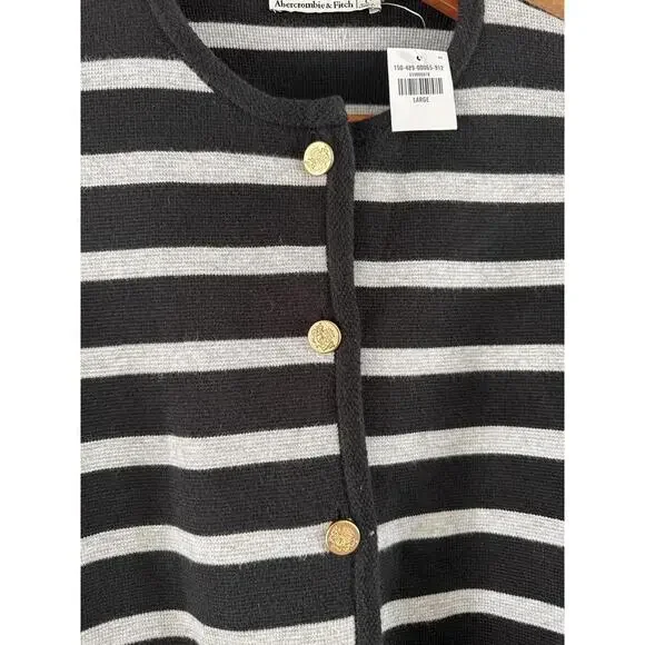 NWT Abercrombie & Fitch LuxeLoft Crew Sweater Jacket Black & Gold Women’s Large - Picture 6 of 11